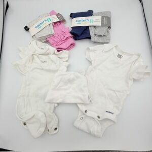 Carters Gerber Baby Clothes Bundle Preemie Newborn Pants Bodysuits Hat 8pc Set